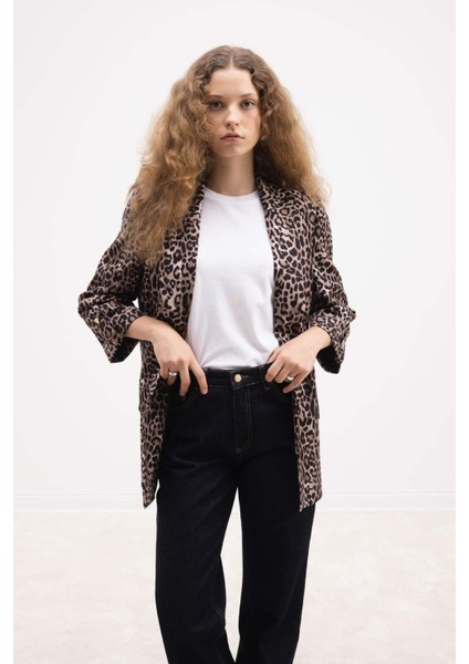 Regular Fit Leopar Desenli Blazer Ceket E1483AX24AU