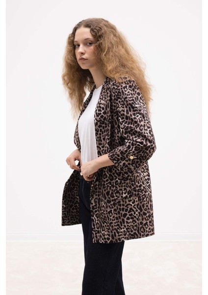 Regular Fit Leopar Desenli Blazer Ceket E1483AX24AU