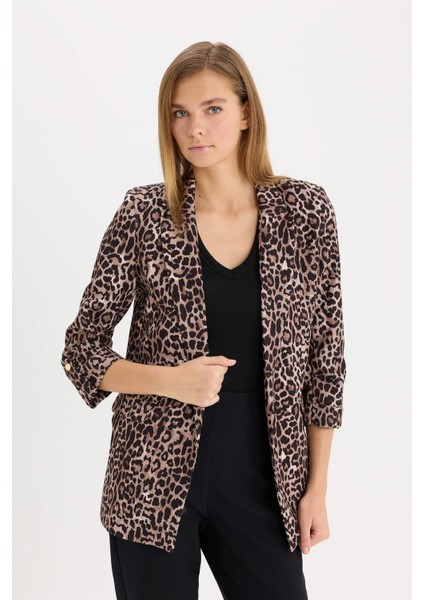 Regular Fit Leopar Desenli Blazer Ceket E1483AX24AU