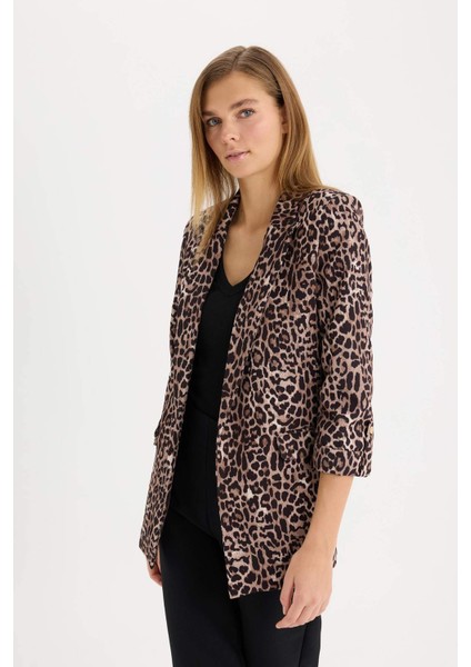 Regular Fit Leopar Desenli Blazer Ceket E1483AX24AU