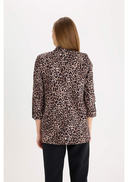 Regular Fit Leopar Desenli Blazer Ceket E1483AX24AU