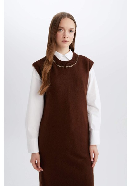 Regular Fit Bisiklet Yaka Uzun Triko Süveter E2372AX24WN