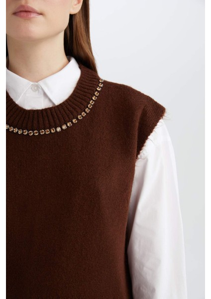 Regular Fit Bisiklet Yaka Uzun Triko Süveter E2372AX24WN