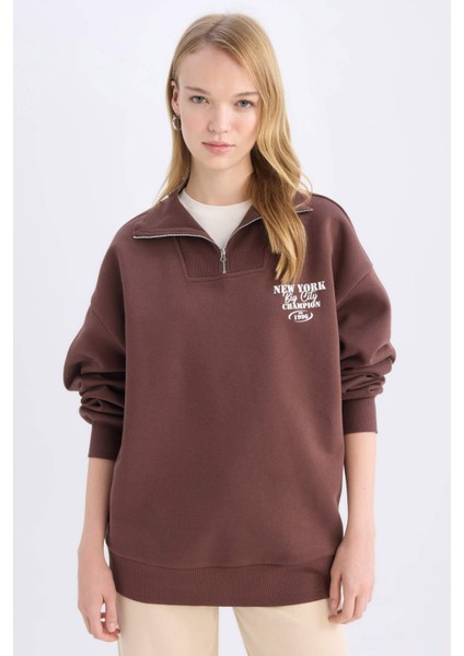 Coool Oversize Geniş Kalıp Basic Düz Sweatshirt E2433AX24WN