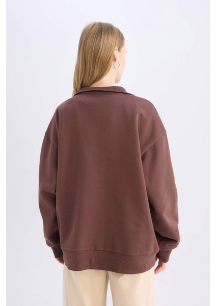 Coool Oversize Geniş Kalıp Basic Düz Sweatshirt E2433AX24WN