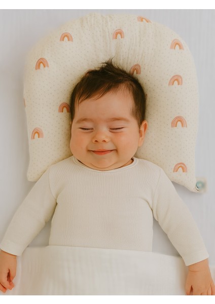 Bebek Konfor Yastığı - Bebek Yastığı, Oval , %100 Müslin Bebek Düz Kafa Yastığı