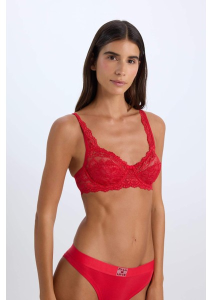 Telli Dantelli Tişört Bra-Fall in Love