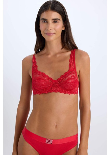 Telli Dantelli Tişört Bra-Fall in Love