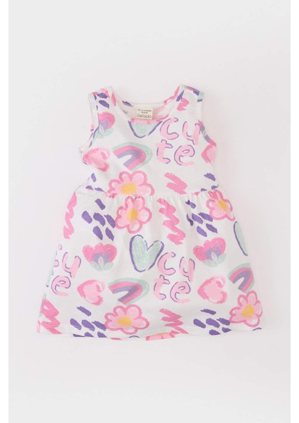 Kız Bebek Desenli Kolsuz Yazlık Elbise C0074A525HS