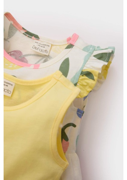 Kız Bebek Desenli Kısa Kollu 2'li Yazlık Elbise C0071A525SM