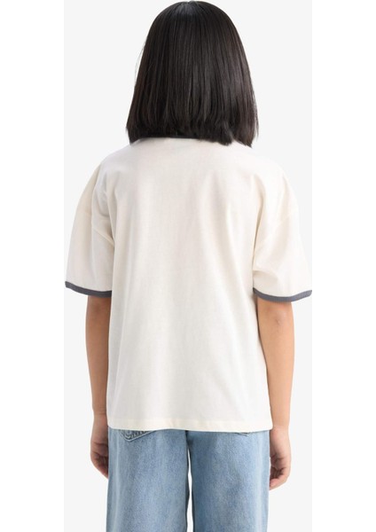 Kız Çocuk Star Wars-Mandalorian Relax Fit Bisiklet Yaka Ribana Kısa Kollu Tişört E0478A825SP