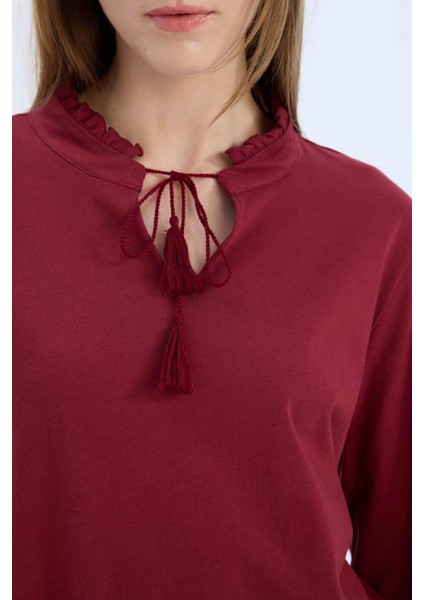 Pijama Takımı Regular Fit Uzun Kollu Üst Kareli Uzun Alt-Fall in Love E2353AX24WN