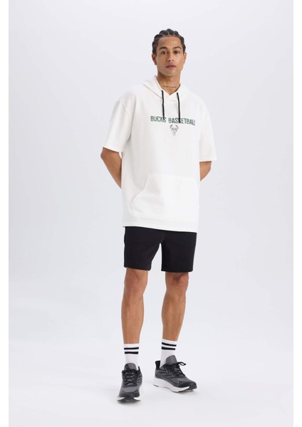 Fit NBA Milwaukee Bucks Oversize Geniş Kalıp Kapüşonlu Sırt Baskılı Kısa Kollu Tişört D6689AX25SP