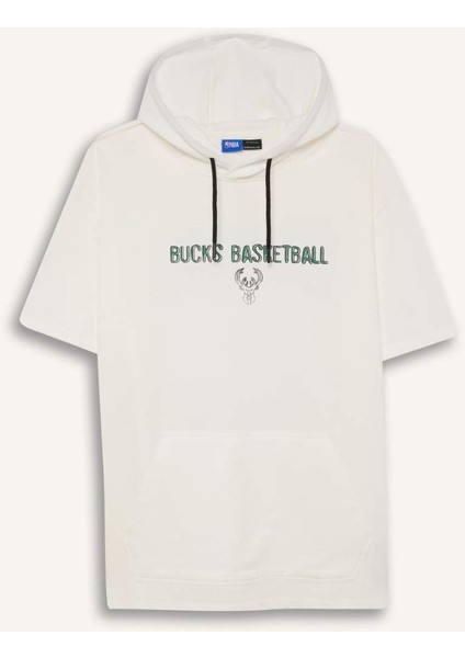 Fit NBA Milwaukee Bucks Oversize Geniş Kalıp Kapüşonlu Sırt Baskılı Kısa Kollu Tişört D6689AX25SP
