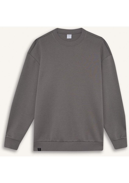 Boxy Fit Bisiklet Yaka Basic Düz Pike Sweatshirt E1519AX25SP