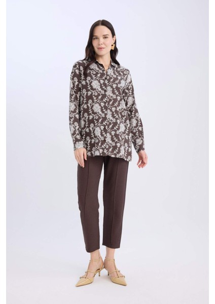 Loose Fit Desenli Uzun Kollu Gömlek Tunik T0609AZ25SP