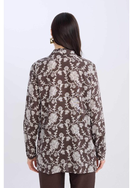 Loose Fit Desenli Uzun Kollu Gömlek Tunik T0609AZ25SP