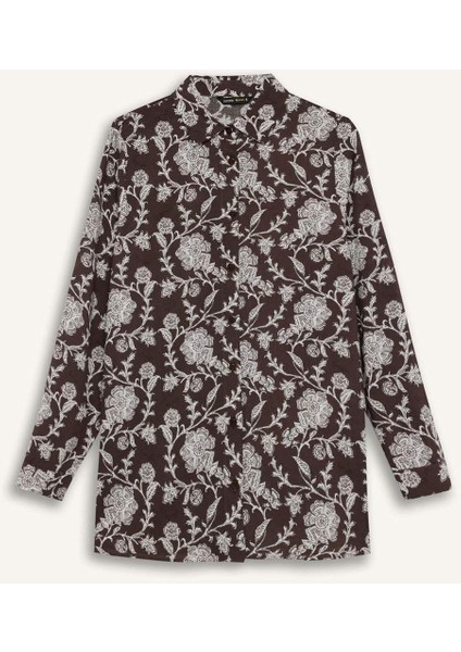 Loose Fit Desenli Uzun Kollu Gömlek Tunik T0609AZ25SP