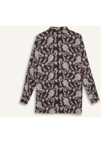 Loose Fit Desenli Uzun Kollu Gömlek Tunik T0609AZ25SP