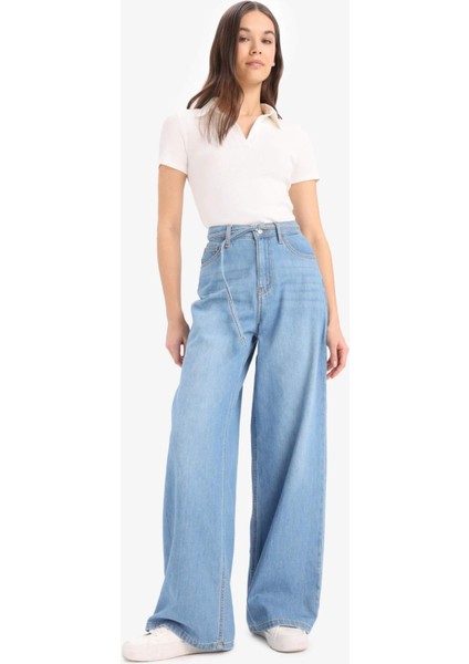 Wide Leg Yüksek Bel Geniş Paça Uzun Yumuşak Jean Pantolon E1679AX25SM