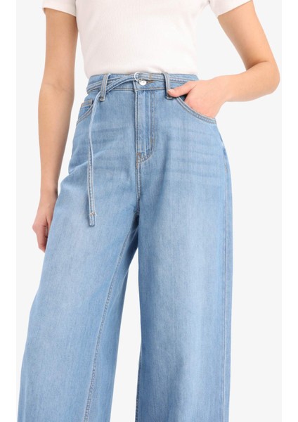 Wide Leg Yüksek Bel Geniş Paça Uzun Yumuşak Jean Pantolon E1679AX25SM
