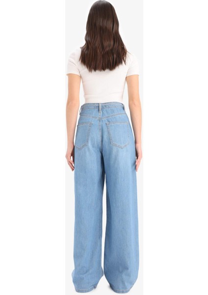 Wide Leg Yüksek Bel Geniş Paça Uzun Yumuşak Jean Pantolon E1679AX25SM