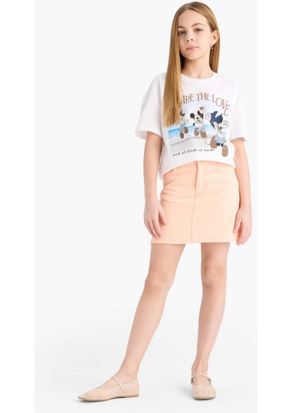 Kız Çocuk Disney Mickey Mouse &Friends Relax Fit Bisiklet Yaka Kısa Kollu Tişört D8824A825SP