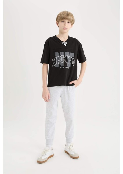 Erkek Çocuk 2'li Takım Kısa Kollu Baskılı Tişört Beli Lastikli Eşofman Altı D9820A825SP