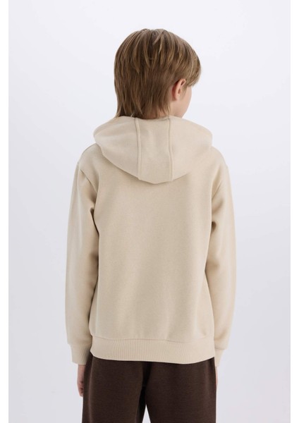 Erkek Çocuk 2'li Takım Kapüşonlu Baskılı Sweatshirt Beli Lastikli Eşofman Altı E1931A824CW