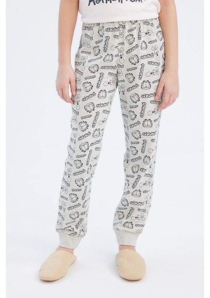 Kız Çocuk Garfield Pijama Takımı Kısa Kollu Üst Beli Lastikli Uzun Alt E2223A825SM