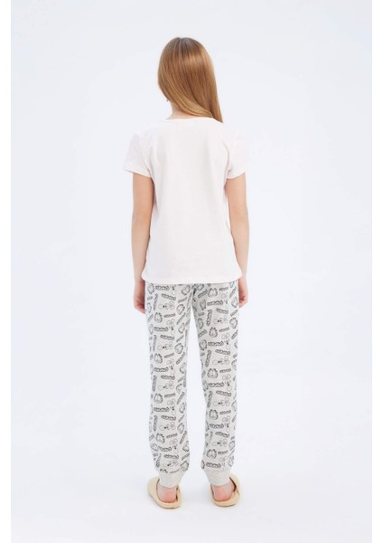 Kız Çocuk Garfield Pijama Takımı Kısa Kollu Üst Beli Lastikli Uzun Alt E2223A825SM