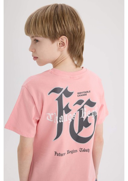 Erkek Çocuk Bisiklet Yaka Sırt Baskılı Kısa Kollu Tişört E0101A825SM