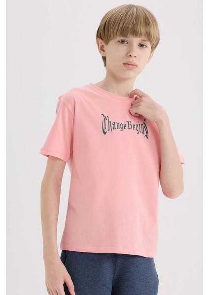 Erkek Çocuk Bisiklet Yaka Sırt Baskılı Kısa Kollu Tişört E0101A825SM