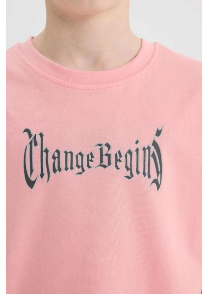 Erkek Çocuk Bisiklet Yaka Sırt Baskılı Kısa Kollu Tişört E0101A825SM