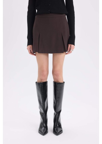 Yüksek Bel Pileli Casual Klasik Şort Etek C7340AX24WN