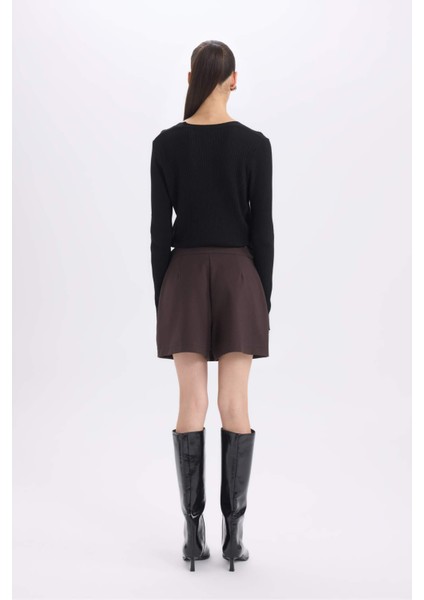 Yüksek Bel Pileli Casual Klasik Şort Etek C7340AX24WN