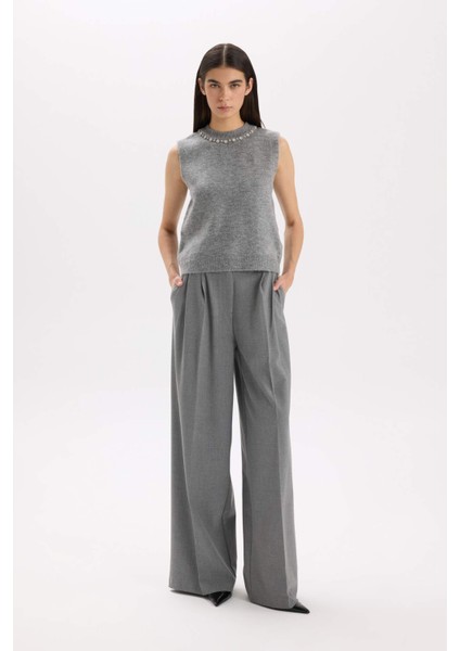 Wide Leg Kışlık Pantolon Cepli Yüksek Bel Geniş Bol Paça Uzun Boy E2772AX24WN