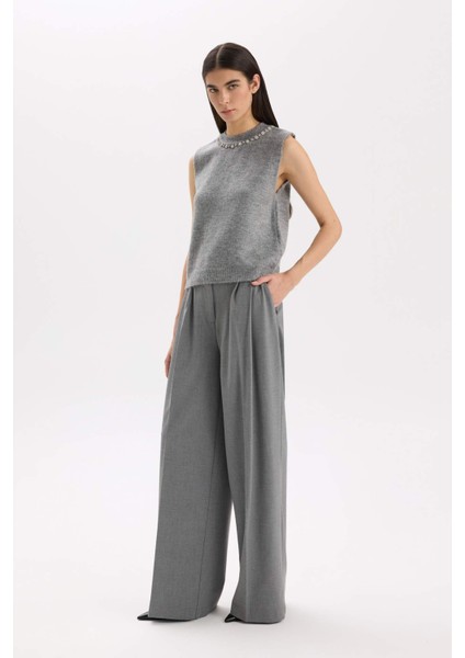 Wide Leg Kışlık Pantolon Cepli Yüksek Bel Geniş Bol Paça Uzun Boy E2772AX24WN