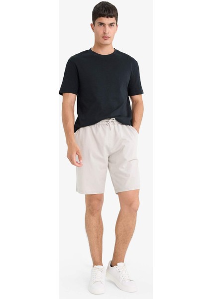 Slim Fit Dar Kesim Cepli Pamuklu Basic Düz Bermuda Şort W1105AZ25SP