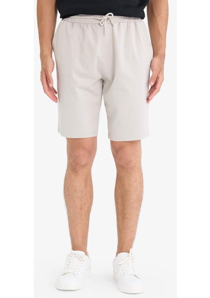 Slim Fit Dar Kesim Cepli Pamuklu Basic Düz Bermuda Şort W1105AZ25SP