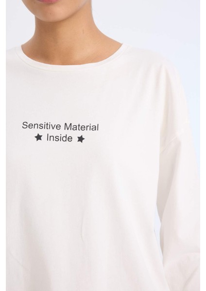 Pijama Takımı Regular Fit Uzun Kollu Baskılı Üst Leopar Desenli Uzun Alt-Fall in Love E2352AX24WN