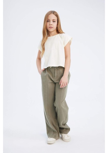 Kız Çocuk Wide Leg Geniş Bol Paça Pamuklu Pantolon D7609A825SM