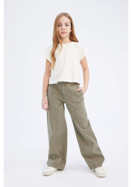 Kız Çocuk Wide Leg Geniş Bol Paça Pamuklu Pantolon D7609A825SM