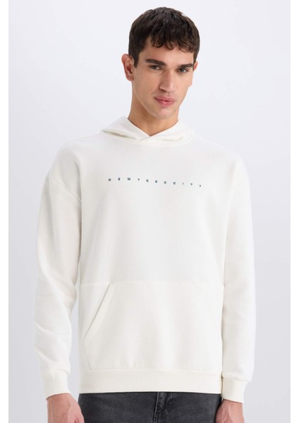 Boxy Fit Kapüşonlu Sırt Baskılı Sweatshirt D8021AX25SP