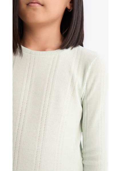 Kız Çocuk Slim Fit Dar Kesim Bisiklet Yaka Uzun Kollu Tişört D9234A825SP