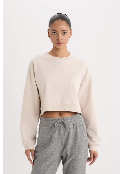 Fit Bisiklet Yaka Basic Düz Sporcu Sweatshirt D7119AX25SP