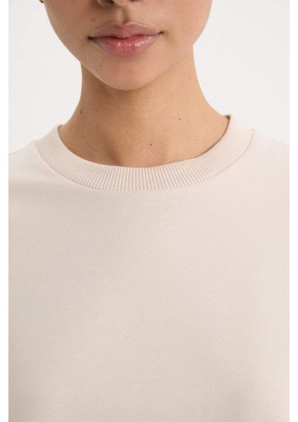 Fit Bisiklet Yaka Basic Düz Sporcu Sweatshirt D7119AX25SP