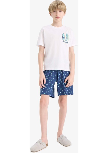 Erkek Çocuk Pijama Takımı Baskılı Kısa Kollu Üst Desenli Şort E2693A825HS