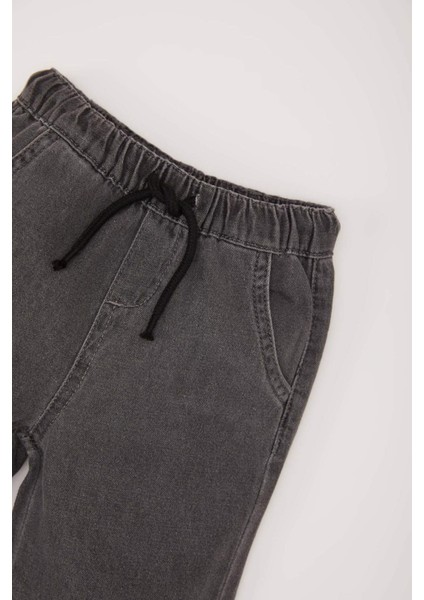 Erkek Bebek Beli Lastikli Cepli Baskılı Jean Pantolon E0800A525SP