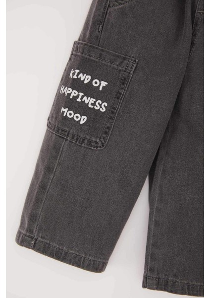 Erkek Bebek Beli Lastikli Cepli Baskılı Jean Pantolon E0800A525SP